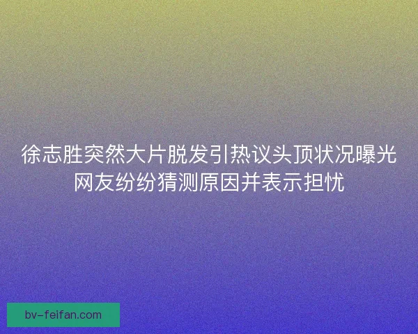 徐志胜突然大片脱发引热议头顶状况曝光网友纷纷猜测原因并表示担忧 徐志胜突然大片脱发引热议头顶状况曝光网友纷纷猜测原因并表示担忧