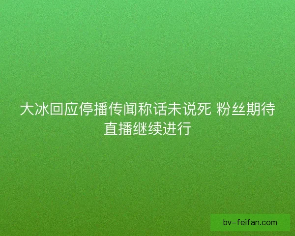 大冰回应停播传闻称话未说死 粉丝期待直播继续进行
