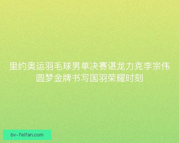 里约奥运羽毛球男单决赛谌龙力克李宗伟圆梦金牌书写国羽荣耀时刻